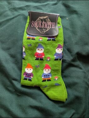 Green Garden Gnome Crew Socks